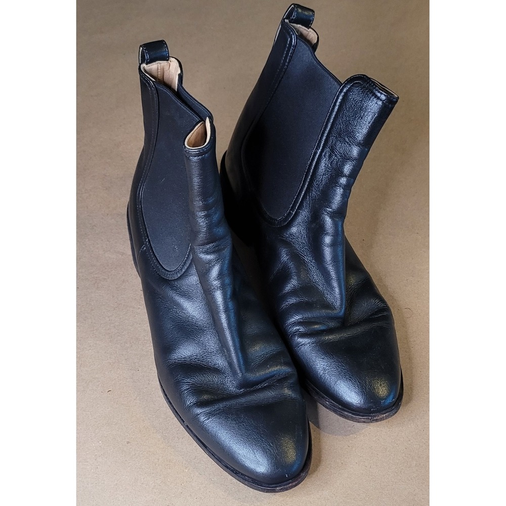 Dear Frances Women's Black Leather Ankle Boots‎ Velvet Heel sz 39 Chelsea Style